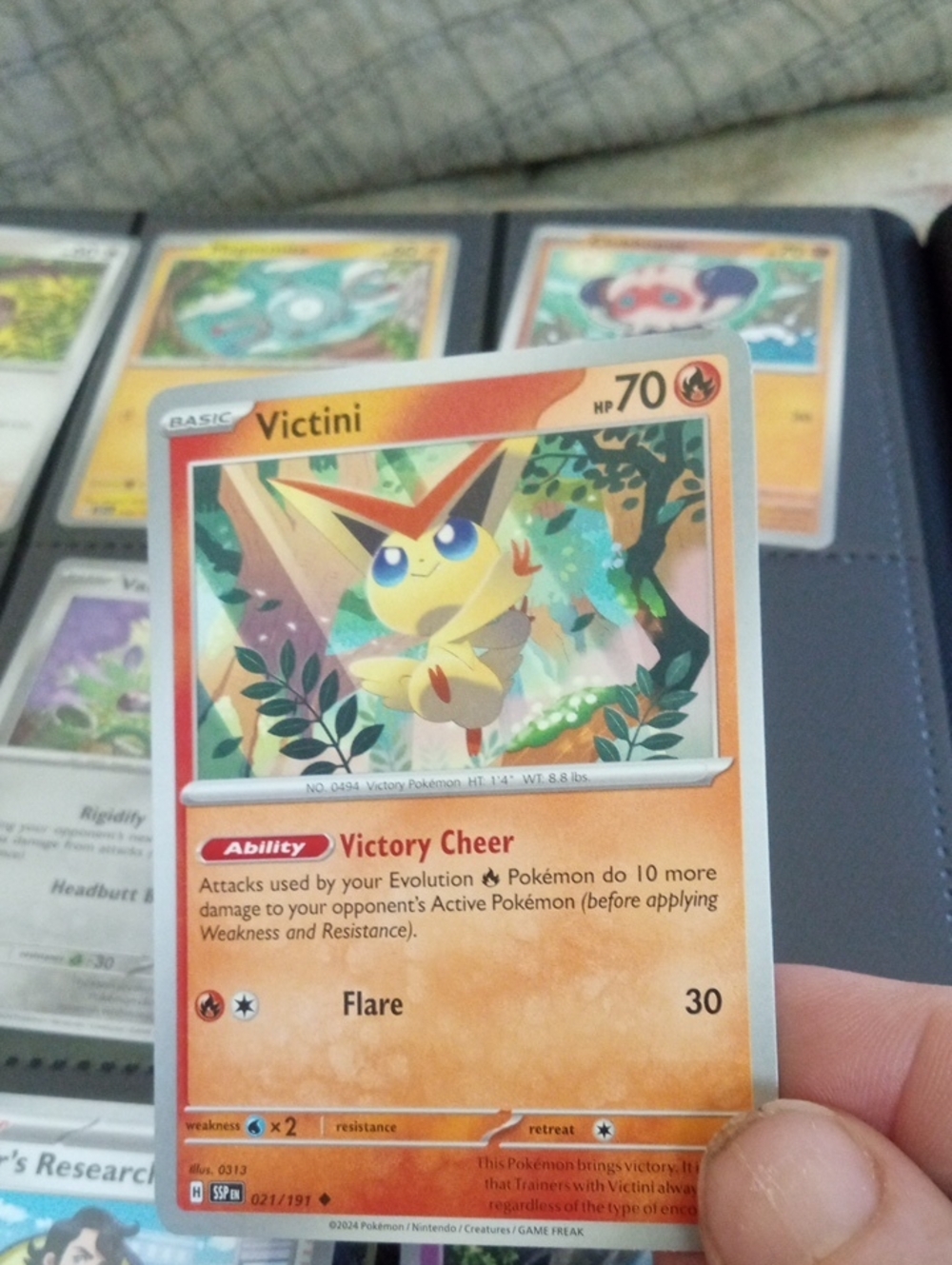 Pokemon Victini Collectible Card - Orange, Yellow, Green